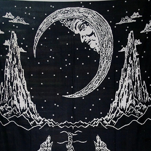 Moon Tarot Card Tapestry Black and White - Picture 4 of 4